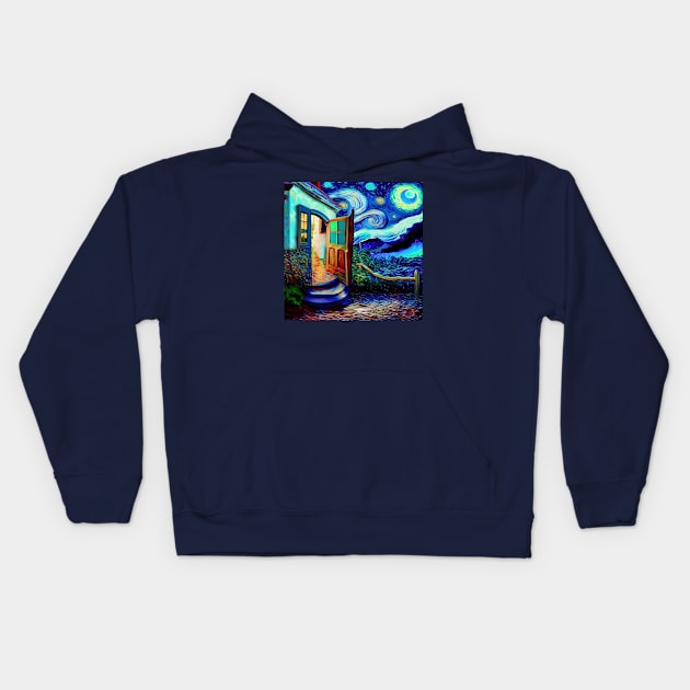 Illustrations inspired by Vincent van Gogh Kids Hoodie by VISIONARTIST